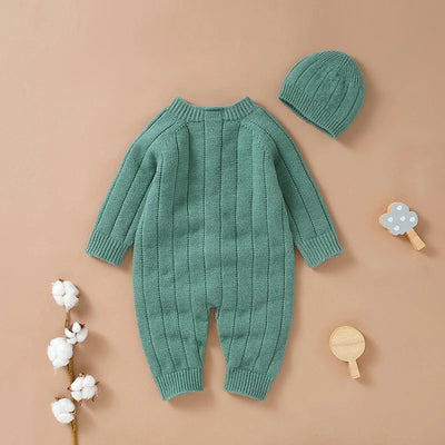 Ma&Baby 0-18M Warm Baby Clothing Knit Romper Newborn Infant Toddler Boy Girl Long Sleeve Jumpsuit + Hat Fall Spring Outfits