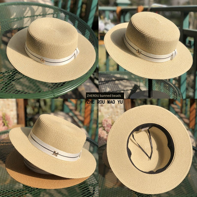 Sun Hat Fashionable White Straw Hat for Women