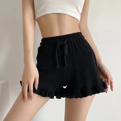 2025 New Summer Ruffled Shorts Fashion Women Y2K Solid Higt Waist Comfortable Loose Short Pants Casual Streetwear Chic Clothing