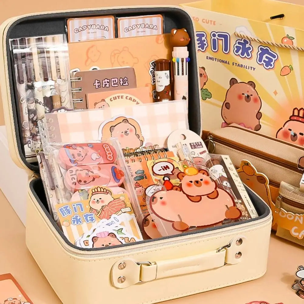 Large Capacity Gift Box Capybara Stationery Set Pencil Case Abundant Back-to-school Gift Kit Cute School Supplies for Students