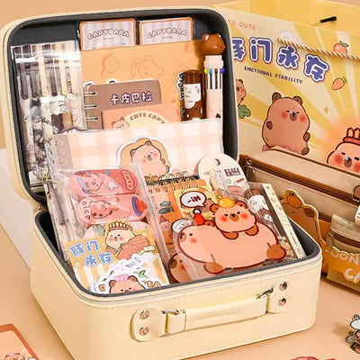 Large Capacity Gift Box Capybara Stationery Set Pencil Case Abundant Back-to-school Gift Kit Cute School Supplies for Students