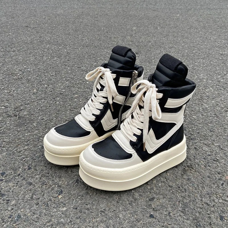 Luxury Trainers Casual Shoes Men High Top Brown Suede Genuine Leather Women Flat Geobasket Ro Lace Up Sneakers Zip Ankle Boots