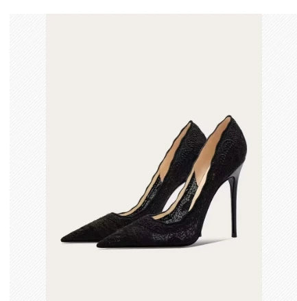 White Wedding Shoes Bridal Shoes Design Sense Niche Lace Pointed Stiletto Heel Shallow French High Heels Female Temperament
