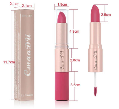 2 In 1 Double-ended Lipstick Lip Liner Pen Matte Pigment Non-stick Cup Skin Color 24H Lasting Waterproof Makeup Beauty Cosmetics