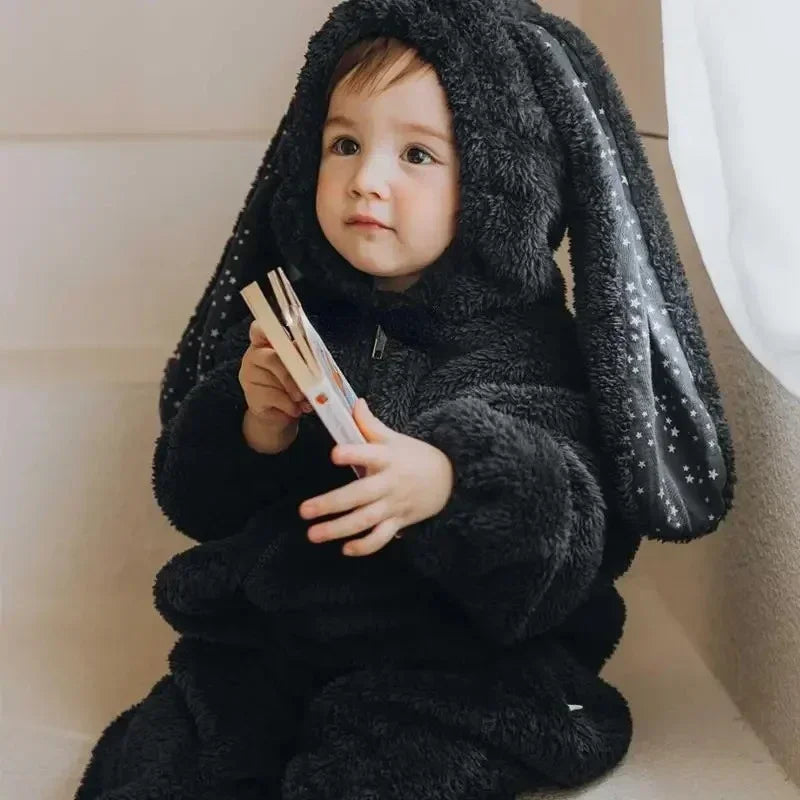Winter Winter  Baby Romper Boys Girls Zipper Newborn Jumpsuit Cute Hooded Rabbit Pajamas Baby Girl Clothes 1-2 Years