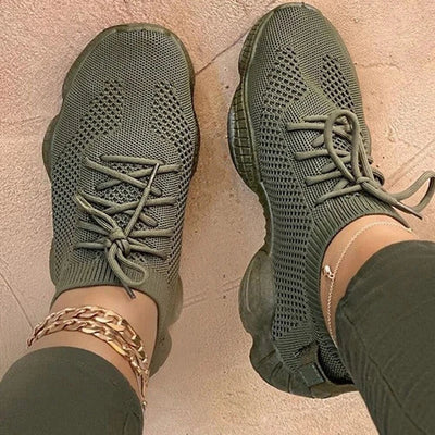 Fitshinling Fashion New Neon Women's Sneakers Athleisure Shoes For Women Lace Up Casual Flats Shoe