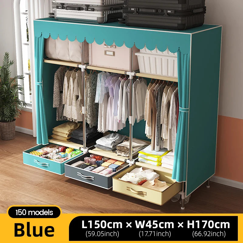 Large Fabric Wardrobe Portable Closet Organizer Multi-layer Dustproof Storage Cabinet for Rental Room or Bedroom