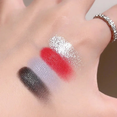 Girl 7 Color Eyeshadow Palette Grey Red Black Smoky Eye Highlighter Korean Shiny Glitter Eye Shadow Gothic Eyes Makeup Cosmetics