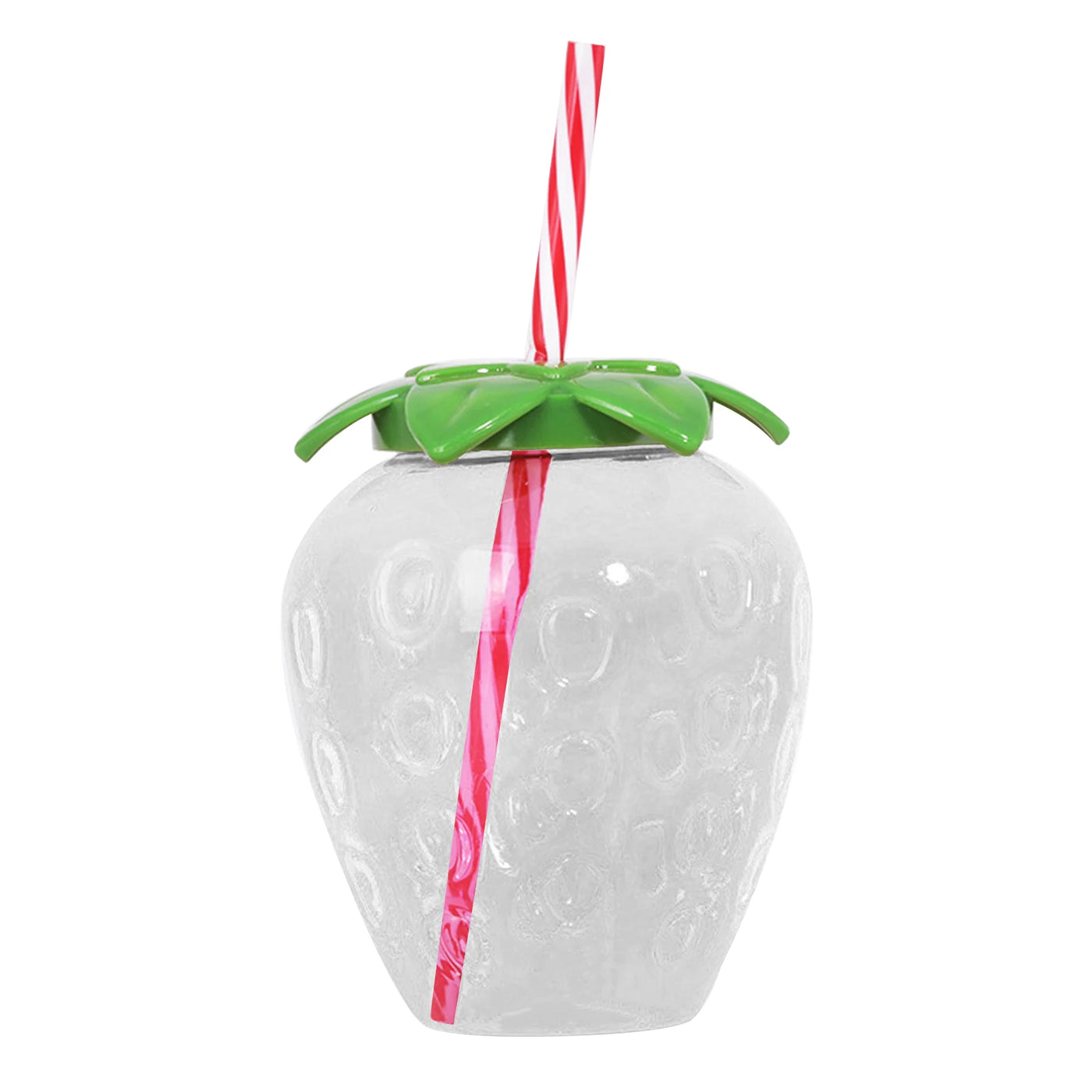 1Set Practical Juice Drinking Cup Lightweight Leak Proof Water Bottle 500ML Capacity PP Strawberry Straw Cup Kitchen Accessories
