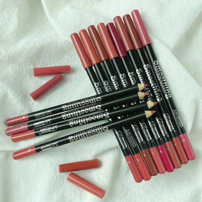 12 Color Lip Professional Wood Lip liner  Lady Charming Lip Liner Soft Pencil Makeup Women Long Lasting Cosmetic Tool