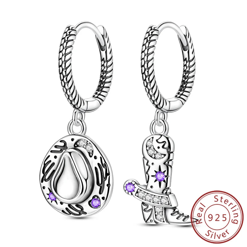 New 925 Sterling Silver Hoop Earrings Heart Bow Gift Box Strawberry Snake Bone Drop Stud Earrings For Women Fashion Jewelry Gift