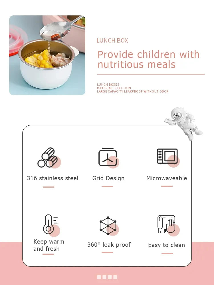 1550ML 316 Stainless Steel Thermal Bento Lunch Box Bag Compartment Microwave Lunch Container Kid Adult Leak-Proof Food Storage