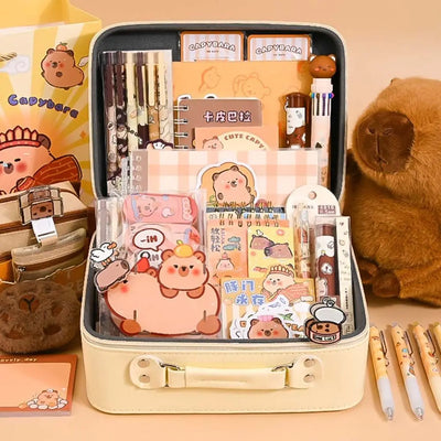 Large Capacity Gift Box Capybara Stationery Set Pencil Case Abundant Back-to-school Gift Kit Cute School Supplies for Students