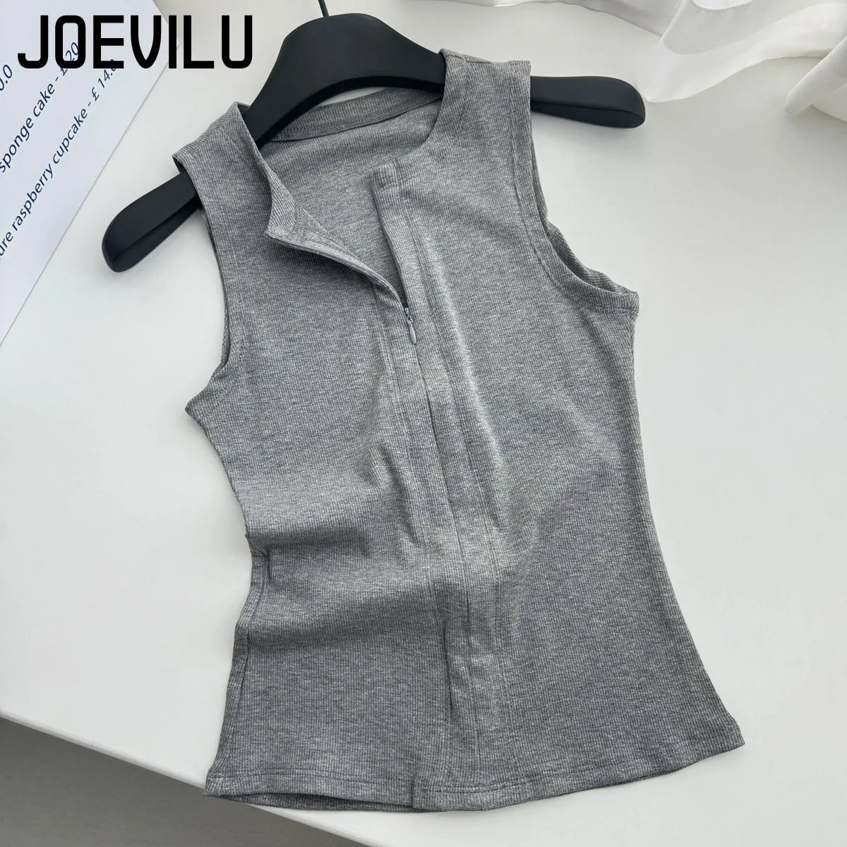 Women's Sleeveless Zip-Up Crop Top Korean Style Slim Fit Summer Vest Sexy Casual Camisole for Women Fashion Streetwear Basic Tee