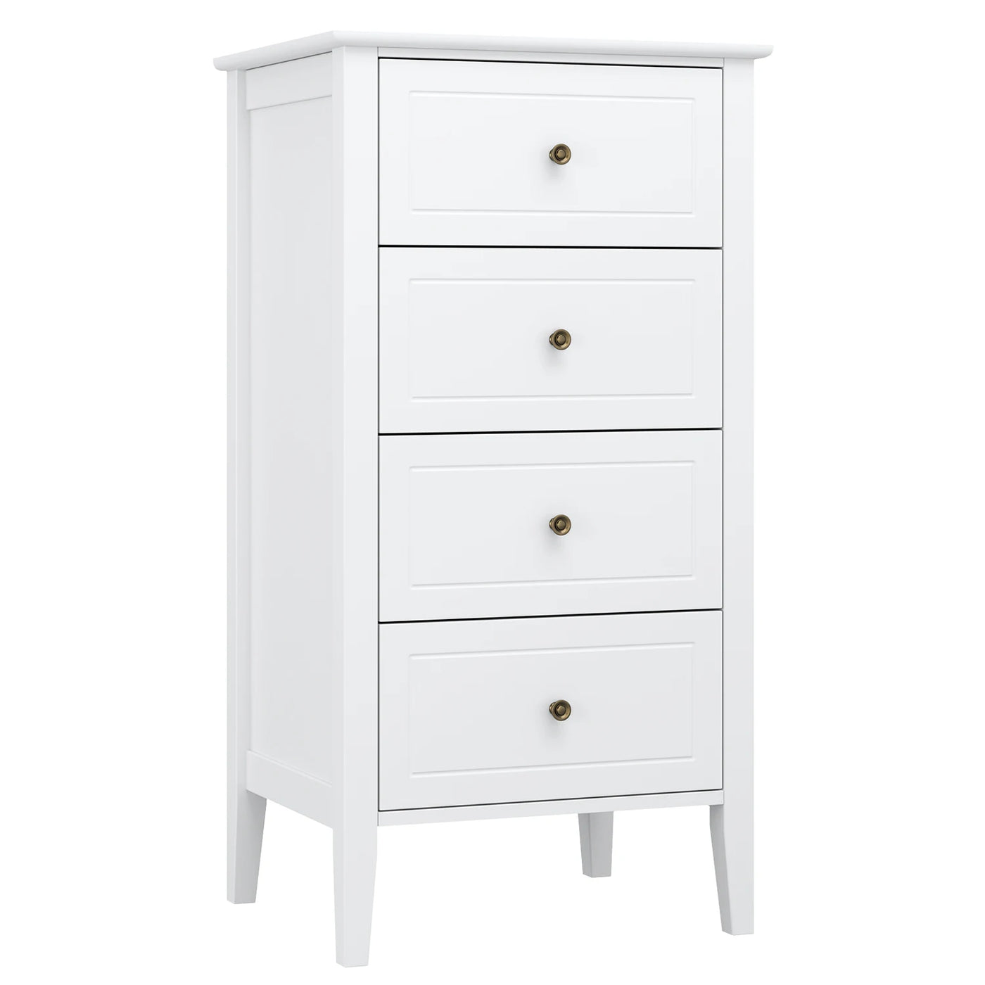 Small Chest of Drawers, Bedroom Storage Cabinet, White Bedside Table, Wooden 50x40x95cm