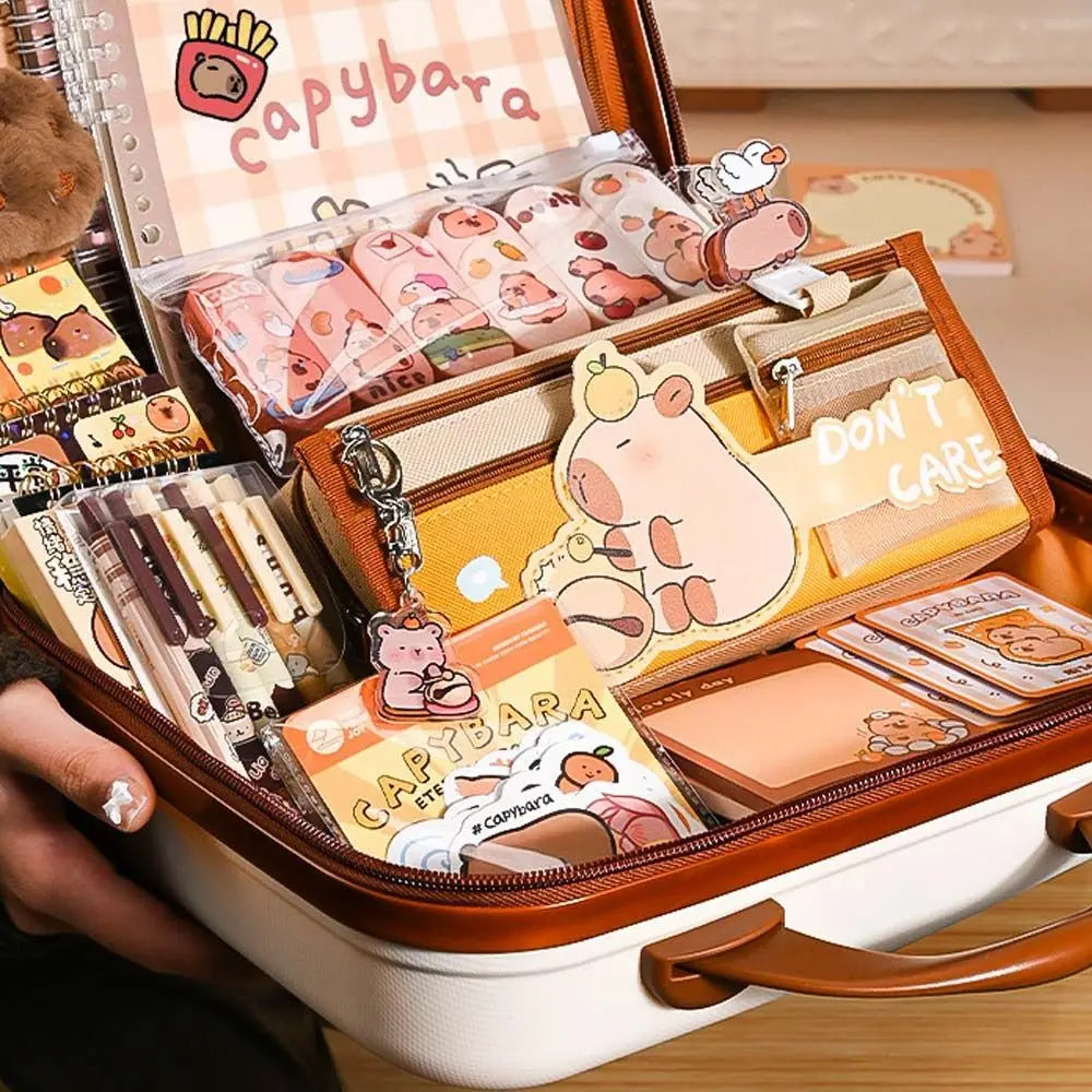 Large Capacity Gift Box Capybara Stationery Set Pencil Case Abundant Back-to-school Gift Kit Cute School Supplies for Students