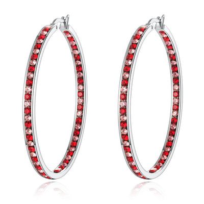 CiNily Hoop Earrings Silver Plated Mult-colors CZ Crystal Stone Stainless Steel Big Round Punk Earring for Women Summer Jewerly