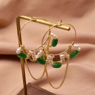925 Sterling Silver Colorful Tassel Fresh Water Pearl Hoop Earrings Original Design Handmade Womans Luxe Jewelry GE0904