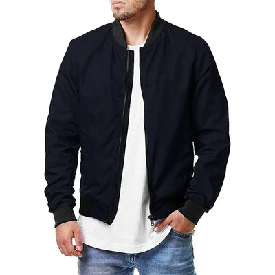 2024 Autumn and Winter Men's Stand Collar Casual Zipper Jacket Outdoor Sports Coat Windbreaker Jacket for Men Waterproof Bomber
