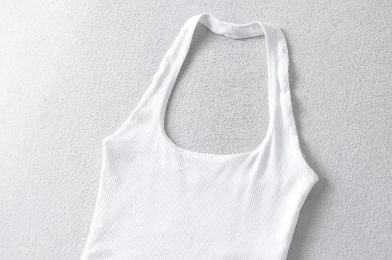 Sexy Women Crop Top 2023 Summer Double Halter Tops Sleeveless Tanks