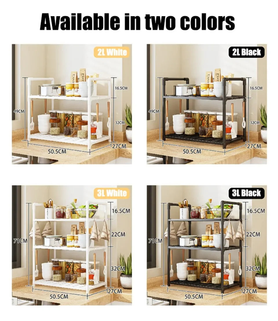 2/3Layer Kitchen Storage Shelf High-capacity Easy To Install Seasoning Rack PP Material Modern Minimalism Kitchen Furniture