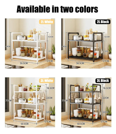 2/3Layer Kitchen Storage Shelf High-capacity Easy To Install Seasoning Rack PP Material Modern Minimalism Kitchen Furniture