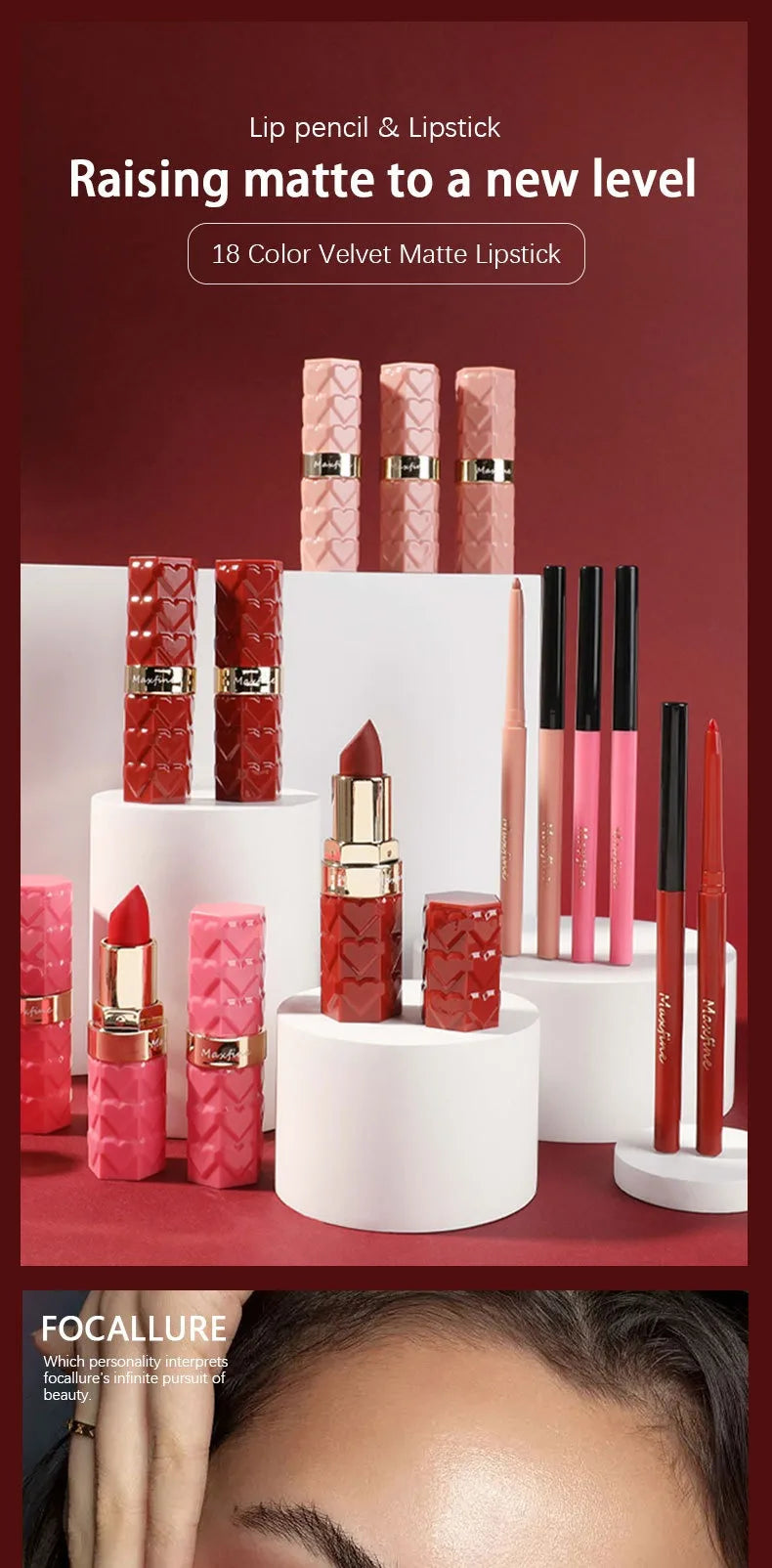 Velvet Matte Lip Liner Lipstick Pen Set Waterproof Long Lasting Sexy Red Contour Tint Lipstick Non-stick Cup Lipliner Pen Makeup