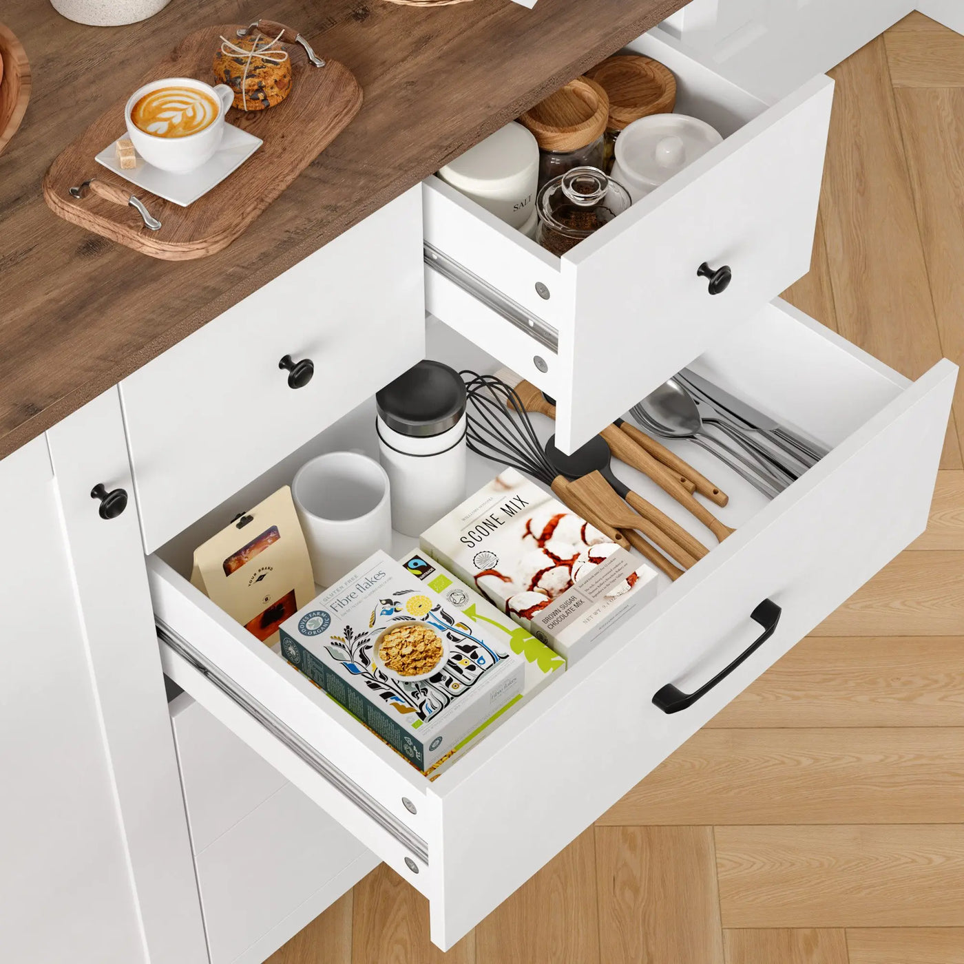 Sideboard, kitchen wardrobe with 5 drawers and 1 door, buffet wardrobe with work plate for kitchen, dining room, living room, hallway