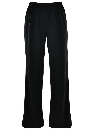 JULISSA MO Satin High Waist Lace Up Women Trousers Pink Casual Basic Elastic Waist Drawstring Pant Lady Loose Elegant Streetwear