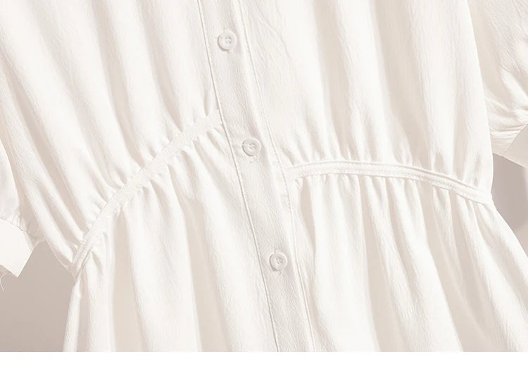 Plus Size Polo Shirt Women Summer 2025 New Korean Style Large Size Loose Chiffon Blouse Women Slim Waist Casual Tops Female