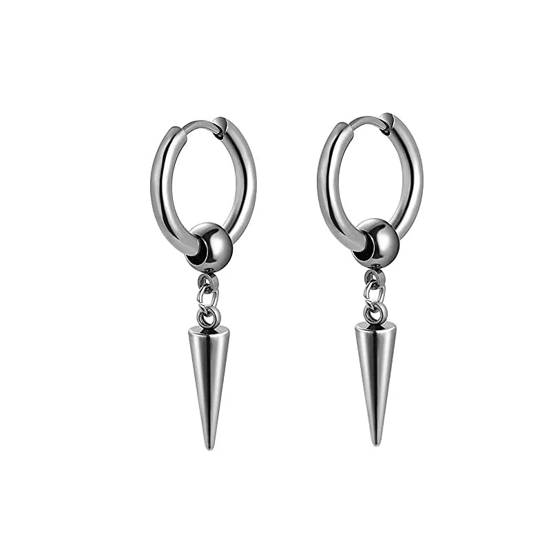New Punk Stainless Steel Chain Hoop Earrings For Women Men 2023 Trendy Goth Pop Hip Hop Pendants Ear Jewelry Accessories Earring