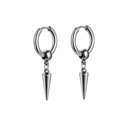 New Punk Stainless Steel Chain Hoop Earrings For Women Men 2023 Trendy Goth Pop Hip Hop Pendants Ear Jewelry Accessories Earring