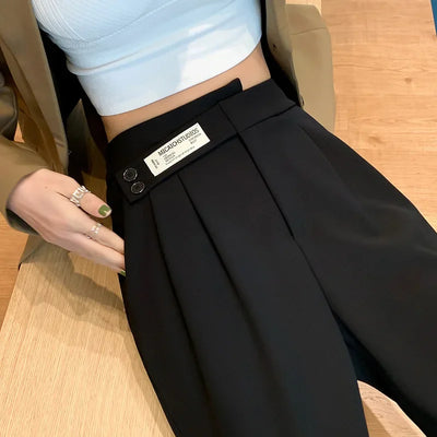 High-Waisted Draped Casual Trousers