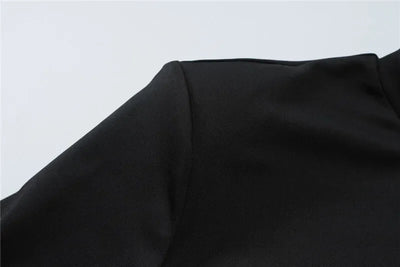 Chaxiaoa Short Sleeve Draped Sexy Mini Dress for Women Black Metal Buckle O Neck High Waist Bodycon Club Dress Vestido Clothes