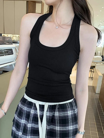Summer Korean Style Woman Clothing Sleeveless T Shirt For Women Y2K Tshirts O Neck Casual Slim Tops Basic Solid Tees  Mujer 2025