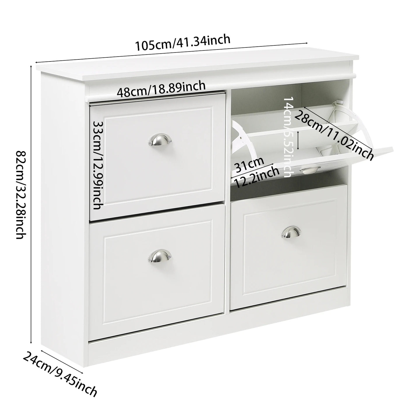 【Breeins】Flip Down Shoe Bench Cabinet, Shoes Rack Storage Organizer Shelf Home Decoration For Entryway