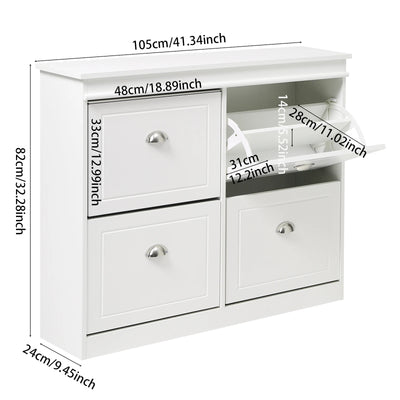【Breeins】Flip Down Shoe Bench Cabinet, Shoes Rack Storage Organizer Shelf Home Decoration For Entryway