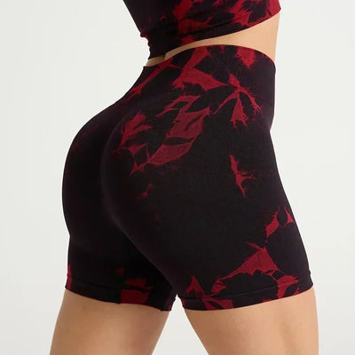 Women's Tie Dye Quick Drying Yoga Shorts Peach Hip Compression Shorts High Waisted Tight Fitting Sports Shorts  Yoga Specific