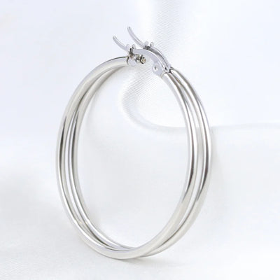 HNSP 50MM Circles Stainless Steel Hoop Earrings For Women Ear Jewelry Fashion Trend Female Girl Accessory