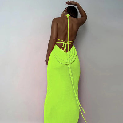 2024 New Summer Fashion Sexy Strapless Dress Strapless Hang Neck Temperament Dress