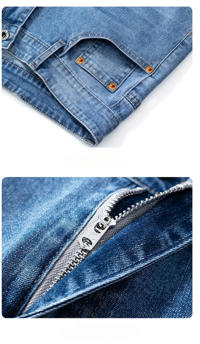 Summer Thin Straight Jeans Men's Clothing Soft Breathable Trousers Male Brand Comfortable Business Loose Denim Pants