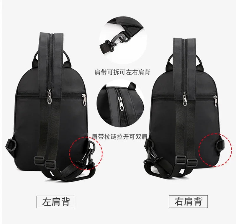 Men Nylon Small Backpack Rucksack  Multi-Functional Casual Travel Male Messenger Cross Body Chest Bags Knapsack Daypack