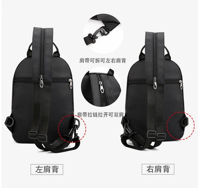 Men Nylon Small Backpack Rucksack  Multi-Functional Casual Travel Male Messenger Cross Body Chest Bags Knapsack Daypack