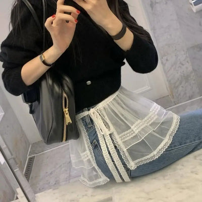 Embroidered Flower Lace Mini Skirt