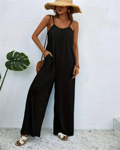 Women Casual Sleeveless Loose Jumpsuit, Digital Printed Suit, Downgraded Color, Spring/summer, 2024