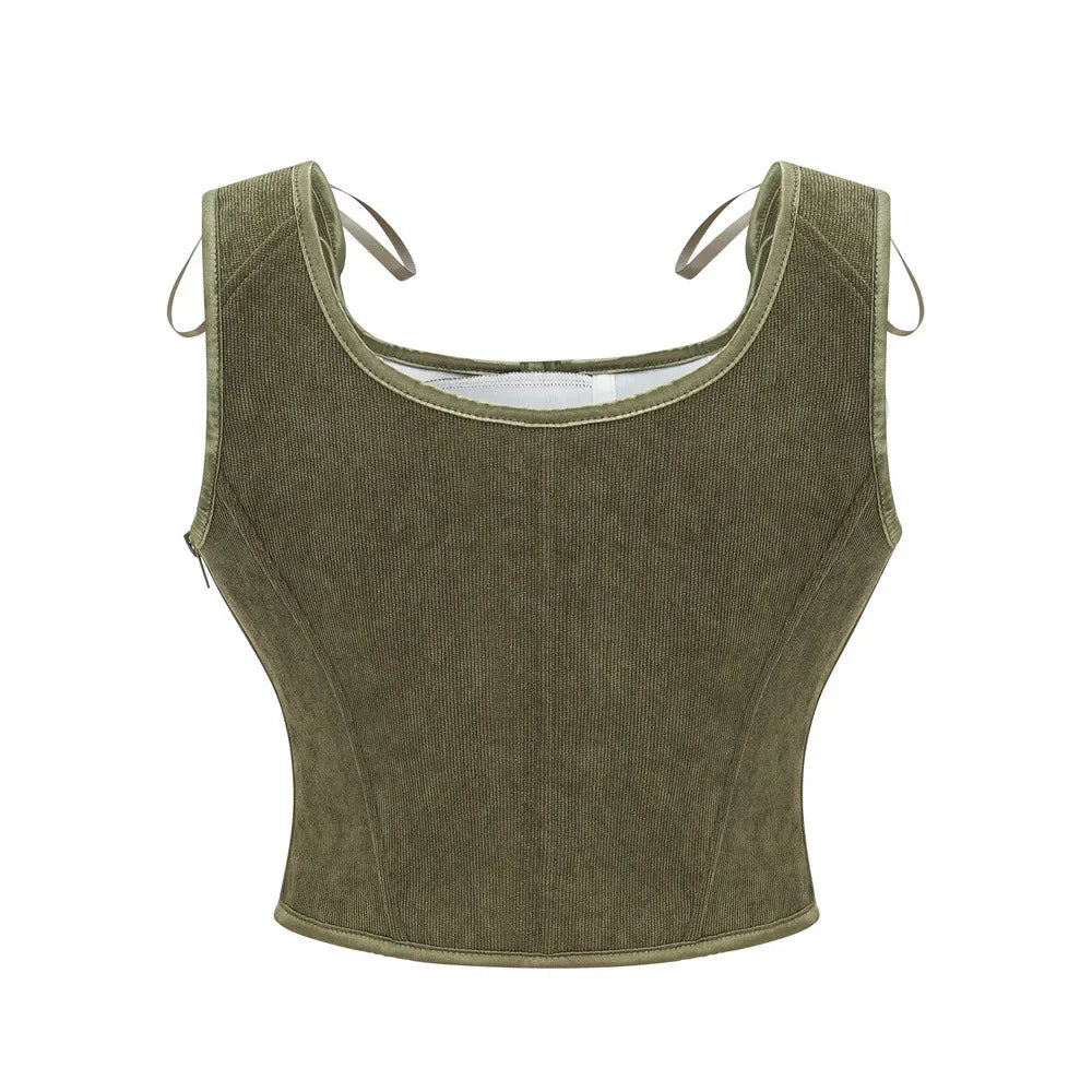 Women's Retro Lace Up Corsets with Straps Steampunk Bustier Crop Top Women Body Shaper Slimming Vest