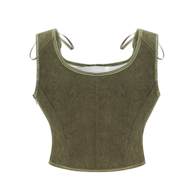 Women's Retro Lace Up Corsets with Straps Steampunk Bustier Crop Top Women Body Shaper Slimming Vest