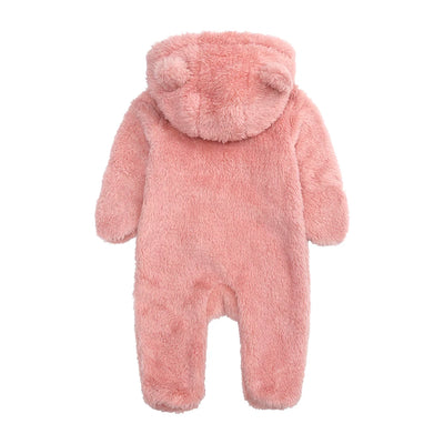 2025 Baby Winter Thick Romper Cotton Warm Long Sleeve Girl Jumpsuit Clothes 0-24M Newborn Boy Bear Fleece Hooded Pyjamas