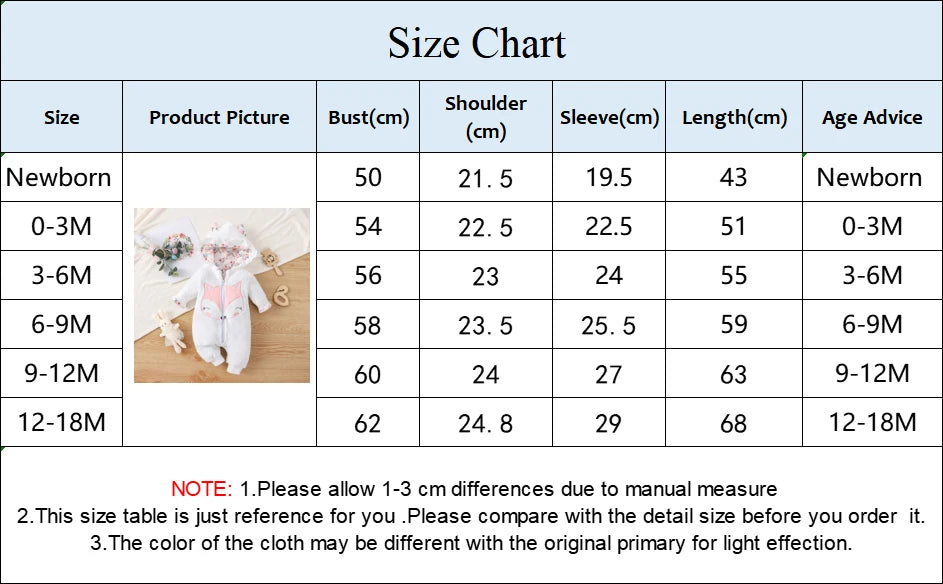 Prowow Cartoon Fox Baby Winter Clothes Romper Jumpsuit For Newborns Zipper Cute Ears Hooded Thicken Infant Overalls For Children