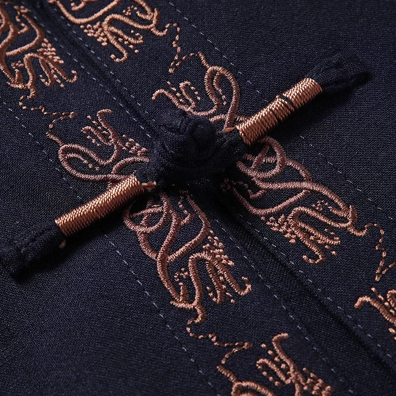 Tang Suit (top + Pants) Spring and Autumn Elderly People Door Flaperon Embroidery Father Men's Hanfu Chinese Style Suit